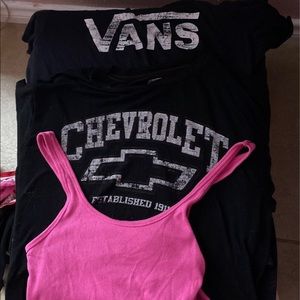 Vans, cheverolete, and pink tank top